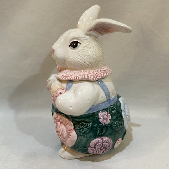 VTG 1991 Fitz Floyd Ceramic Bunny Rabbit Lidded Jam Jar Spring Easter Taiwan - Picture 4 of 8
